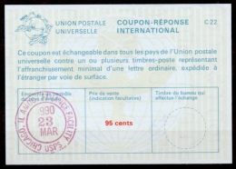 USA International Reply Coupon Reponse Antwortschein IRC IAS Type La25  95 Cents   O CHICAGO 23.3.90 - Zonder Classificatie