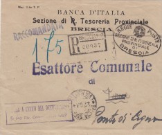 1944. LETTRE ITALIE. RACOMANDATA BRESCIA. REGIE POSTE.  BANCA D' ITALIA BRESCIA. Pour VIONE.  TARIF FRANCHISE / 6063 - Sonstige & Ohne Zuordnung