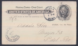 1899-EP-81 CUBA 1899. Ed.39. 1c. TARJETA ENTERO POSTAL. HABANA  A P. DEL RIO. IMPRESO COMERCIAL DE RELOJES. 1901 - Storia Postale