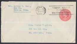 1949-EP-57 CUBA 1949. Ed.94. MANUEL CORONA. AVION. USADO DE LA HABANA A WISCONSIN. US. - Storia Postale