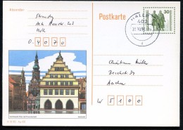 DDR P109 01 Bild-Postkarte RATHAUS + DOM ST. NIKOLAI GREIFSWALD 1990  Kat. 3,50 € - Postkarten - Gebraucht