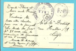 Kaart Met Stempel PMB 4 / 1921 Met Stempel FEDERATION NATIONALE DES OEUVRES DU SOLDAT / C.R.F.B. - Legerstempels