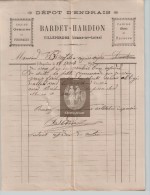 Document Du 13/08/1898 BARDET-HARDION Dépôt D'engrais, Grains, Graines, Farine - Villeperdue - 37 Indre-et-Loire - 1800 – 1899
