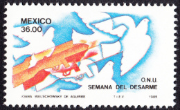 Timbre Du Mexique, 1985    '   YT 1125   Neuf **   '  36 P. Semaine Du Désarmement, Fusils Et Colombes - ONU