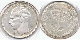 BELGICA 20 FRANCS 1935 PLATA SILVER D61 - 20 Francs