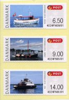 DENMARK / DANEMARK (2014) - ATM SYDFRIMEX 2014, Set Of 3 - Mail Boats, Ships, Bateaux (IDA, Vesta, Røret) - Vignette [ATM]