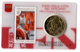 ** 50 CENT VATICAN 2015 SOUS COFFRET EURO CARD + TIMBRE N° 8 ** - Vatican