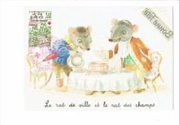 Le Rat De Ville Et Le Rat Des Champs - Timbre CROIX ROUGE 1978 - Illustration Lucien Achille Mauzan - Souris Mouse - Mauzan, L.A.