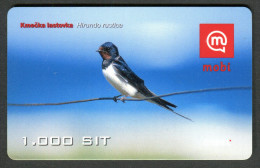 Slovenia - Prepaid Card - Birds - Swallow - Used - 2001 - Sperlingsvögel & Singvögel