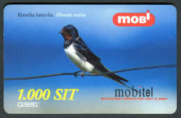 Slovenia - Prepaid Card - Birds - Swallow - Used - 2001 - Pájaros Cantores (Passeri)