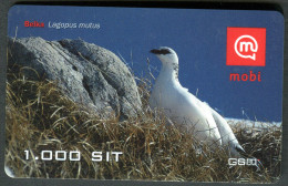 Slovenia - Prepaid Card - Birds - Lagopus Mutus - Used - 2001 - Zangvogels