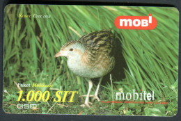 Slovenia - Prepaid Card - Birds - Crex Crex - Used - 2001 - Pájaros Cantores (Passeri)