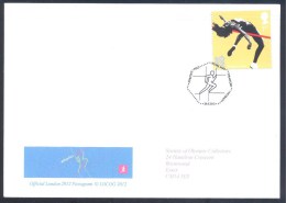 UK Olympic Games 2012 Cover; Athletics Pictogram Cachet And Cancellation 1st Class Paralympic Games High Jump Stamp - Verano 2012: Londres