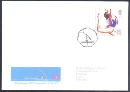 UK Olympic Games 2012 Cover; Gymnastics Pictogram Cachet And Cancellation 1st Class Artistic Gymnasics Stamp - Verano 2012: Londres