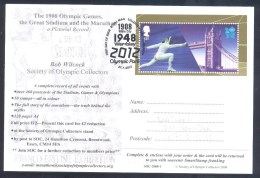 UK Olympic Games 2012 Card; 1908 1948 2012 London Cancellation; Fencing Tower Bridge; Marathon Race - Summer 2012: London