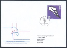 UK Olympic Games 2012 Cover; Diving Pictogram Cachet, Stamp And Cancellation 1st Class Paralympic Games - Summer 2012: London