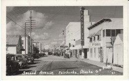 Fairbanks Alaska, Street Scene, Fur Store Sign, Auto, C1940s Vintage Real Photo Postcard - Fairbanks