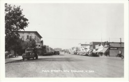 England North Dakota, Main Street Scene, Autos, C1940s Vintage Real Photo Postcard - Other & Unclassified