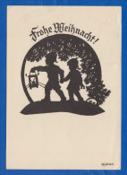 Scherenschnitt; Plischke-Karte; Weihnachten 1953 - Silhouette - Scissor-type