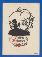 Scherenschnitt; Plischke-Karte; Glücks Blümchen - Silhouette - Scissor-type