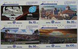 BOLIVIA - Tamura - Silver Back - 1st Issue Set Of 4 - Entel - Used - Bolivie