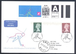 UK Olympic Games London 2012 Cover; Field Hockey Pictogram Airmail Smart Stamp Meter Hockey Cachet & Cancellation - Verano 2012: Londres