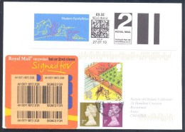 UK Olympic Games London 2012 Registered Cover; Modern Pentathlon Stamp And Smart Stamp Meter - Summer 2012: London