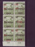 HARVESTERS-OVERPRINT-45-BLOCK OF SIX-BARANYA-1919-ERROR-RARE-YUGOSLAVIA-HUNGARY-1919 - Baranya