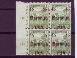 HARVESTERS-OVERPRINT-45-BLOCK OF FOUR-BARANYA-1919-VARIETY-YUGOSLAVIA-SERBIA-HUNGARY-1919 - Baranya