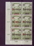 HARVESTERS-OVERPRINT-45-BLOCK OF SIX-BARANYA-ERROR-RARE-YUGOSLAVIA-SERBIA-HUNGARY-1919 - Baranya