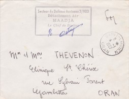 ALGERIE  DEFENSE AERIENNE  1957 MAADJA - Lettres & Documents