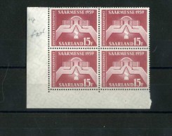 - SARRE 1957/59 . TIMBRES DE 1959 . NEUFS SANS CHARNIERE . BLOC DE 4 BORD DE FEUILLE . - Ongebruikt