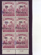 HARVESTERS-3 F-OVERPRINT-1919-BARANYA-BLOCK OF SIX-ERROR-RARE-YUGOSLAVIA-SERBIA-HUNGARY-1919 - Baranya