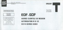 EDF GDF Meudon - Cartes/Enveloppes Réponse T