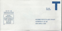 Mouvement Pour Les Villages D'enfants - Cartes/Enveloppes Réponse T