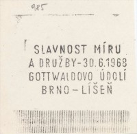 J2365 - Czechoslovakia (1945-79) Control Imprint Stamp Machine (R!): Celebration Of Peace & Friendship; Gottwald Valley - Probe- Und Nachdrucke