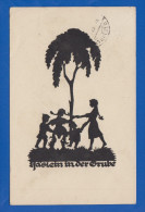 Scherenschnitt; A. M. Schwindt; Häslein In Der Grube Saß; 1938 - Silhouetkaarten