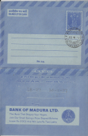 India  1976  BANK OF MADURA LTD  20 (P)  FOLDED  Inland Letter  #  84863  Inde  Indien - Inland Letter Cards