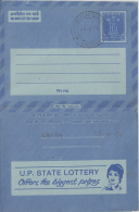 India  1976  U.P. STATE LOTTERY  20 (P)  FOLDED  Inland Letter  #  84864  Inde  Indien - Inland Letter Cards