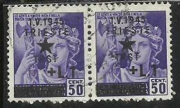 OCCUPAZIONE JUGOSLAVIA IUGOSLAVIA DI TRIESTE 1945 SOPRASTAMPATO D´ITALIA ITALY 1 LIRA SU 50 CENT. USATO USED - Ocu. Yugoslava: Trieste