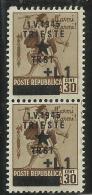 OCCUPAZIONE JUGOSLAVA DI TRIESTE 1945 SOPRASTAMPATO D'ITALIA ITALY 1 LIRA SU CENT. 30 MNH VARIETA' VARIETY - Ocu. Yugoslava: Trieste