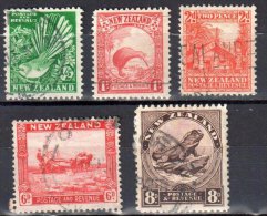 New Zealand 1935 - Mi.189,90,92,97,98 - Used - Used Stamps