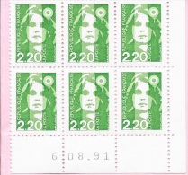 TIMBRE N°  2714  -  COINS DATES 6 08 91    -  2,20 MARIANNE DU BICENTENAIRE  -  NEUF  -  1991 - 1990-1999