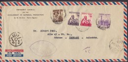 Egypt Egypte Air Mail Par Avion PERMANENT COUNCIL NATIONAL PRODUCTION, CAIRI 1948 Cover Lettre Denmark Censor Soldier - Covers & Documents