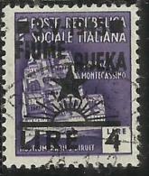 OCCUPAZIONE JUGOSLAVIA IUGOSLAVIA FIUME 1945 SOPRASTAMPATO D´ITALIA ITALY OVERPRINTED LIRE 4 SU 1 LIRA USATO USED - Occ. Yougoslave: Trieste