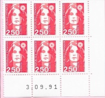 TIMBRE N° 2715  -  COINS DATES  3 09 91  -   2,50 MARIANNE DU BICENTENAIRE  -  NEUF  - 1991 - 1990-1999