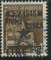 OCCUPAZIONE JUGOSLAVIA IUGOSLAVIA FIUME 1945 SOPRASTAMPATO D´ITALIA ITALY OVERPRINTED LIRE 6 SU CENT. 10 USATO USED - Occup. Iugoslava: Trieste