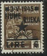 OCCUPAZIONE JUGOSLAVIA IUGOSLAVIA FIUME 1945 SOPRASTAMPATO D´ITALIA ITALY OVERPRINTED LIRE 6 SU CENT. 10 USATO USED - Joegoslavische Bez.: Trieste