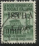 OCCUPAZIONE JUGOSLAVIA IUGOSLAVIA ISTRA ISTRIA POLA 1945 SOPRASTAMPATO D'ITALIA ITALY CENT.50 SU 25c USATO USED OBLITERE - Joegoslavische Bez.: Trieste