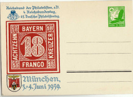 Drittes Reich Privatganzsache 1939 Mi PP 142-C-45-01, München, 4.Reichsbundestag * [220615KI] - Private Postal Stationery
